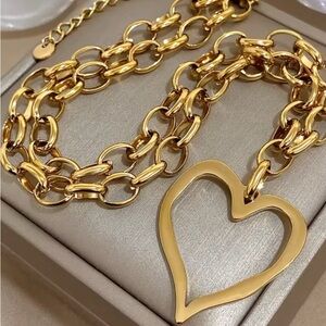 Gold Heart Chain Necklace